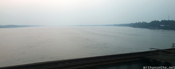 Crossing river railway bridge