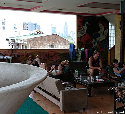 Pink Manila hostel lounge Philippines