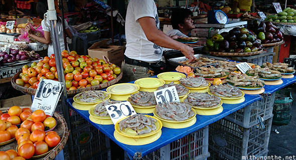 Prawns vegetables Carriedo market Manila