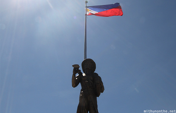 Corregidor island soldier statue Philippines flag