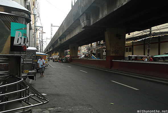 Under LRT train tracks Manila