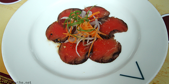 Red wine cured beef Glasshouse restaurant