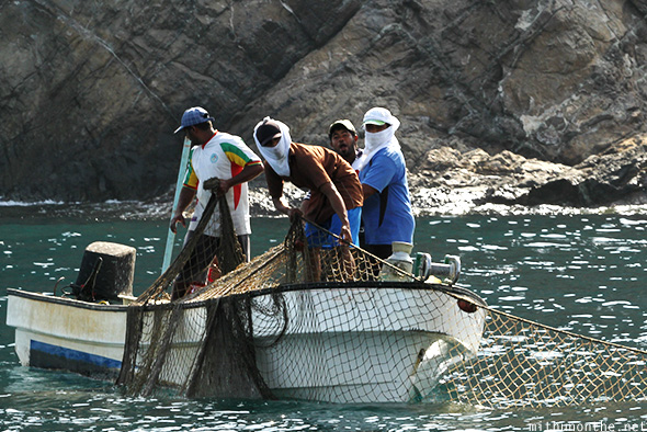 Fishermen boat net Muscat Oman