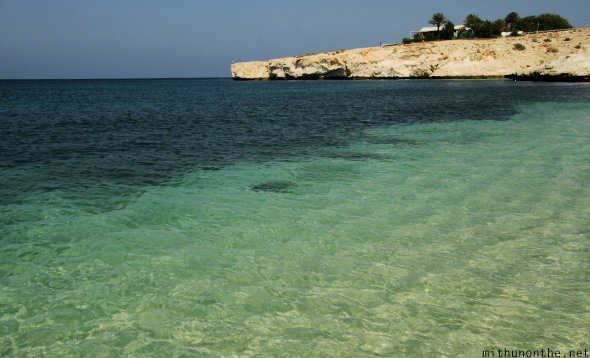 Qurum beach clear blue water Muscat