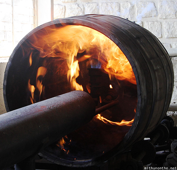 Fire oak barrel charring Bangalore India