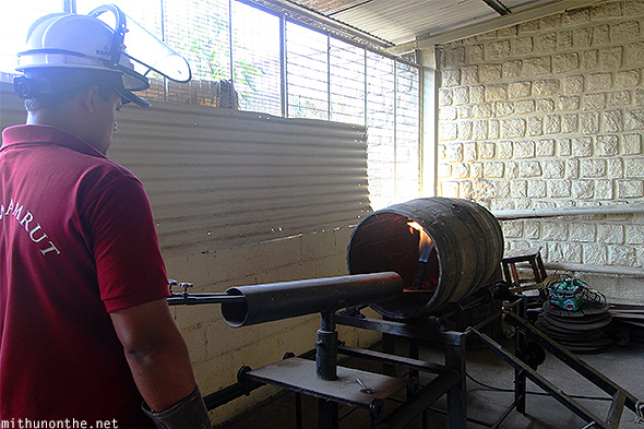 Oak barrel charring process India