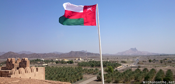 Oman flag Jabreen castle