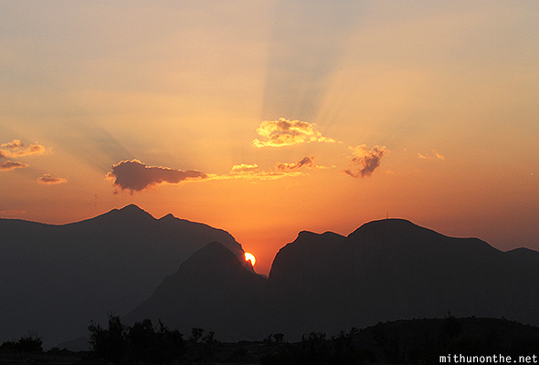 Sunset Jebel shams resort mountains Oman