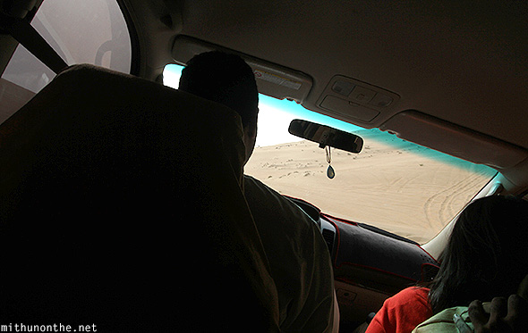 Inside SUV dune bashing Oman