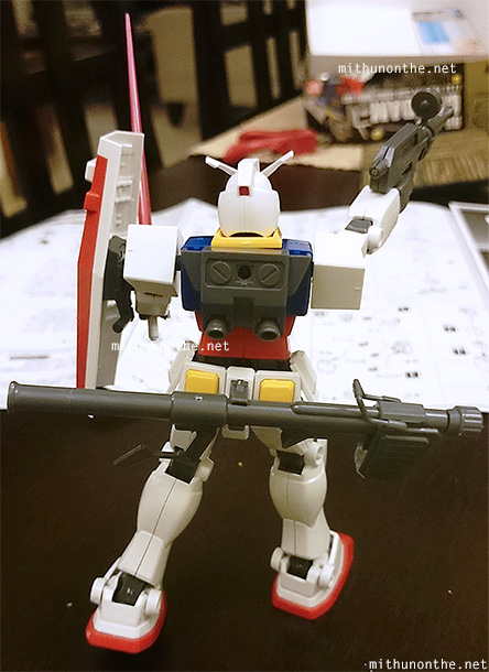 Gundam model kit from back