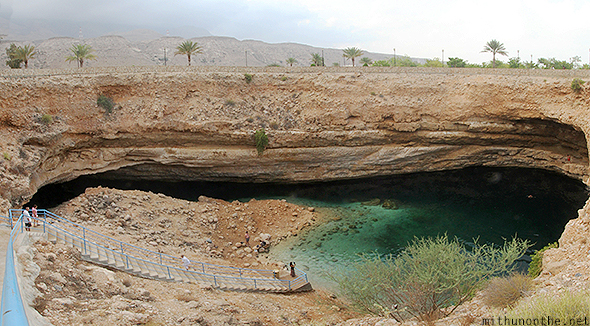 Sinkhole lagoon panorama Oman