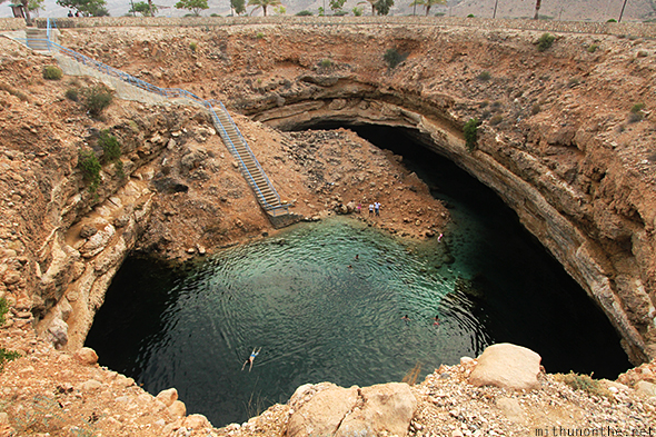 Sinkhole park crater lagoon Oman