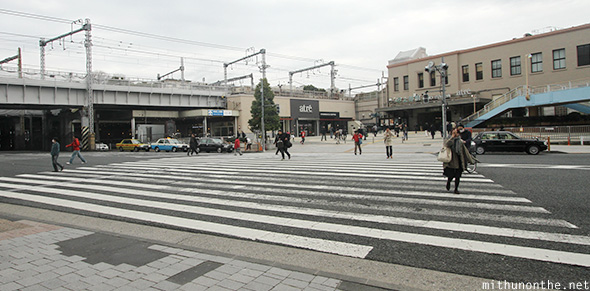 Pedestrian crossing Ueno Tokyo winter