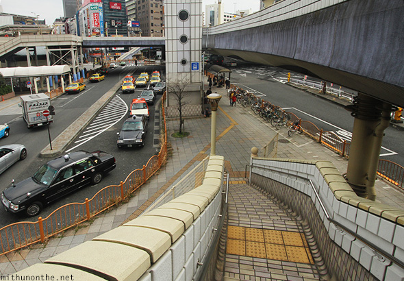 Steps pedestrian bridge Ueno Tokyo