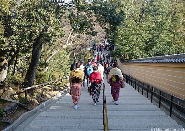 Leaving Kinaku-ji steps Kyoto Japan