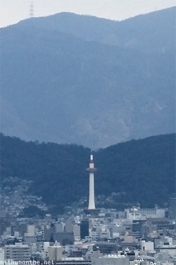Kyoto tower from Iwatayama Japan