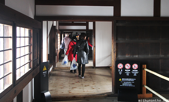 Inside long corridor Himeji castle