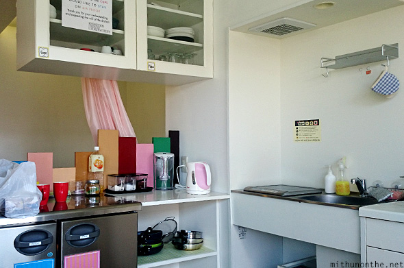 Khaosan Tokyo hostel kitchen utilities