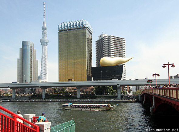Skytree gold building Asahi Sumida