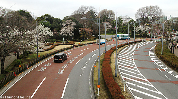 Tokyo roads from pedestrian walkway