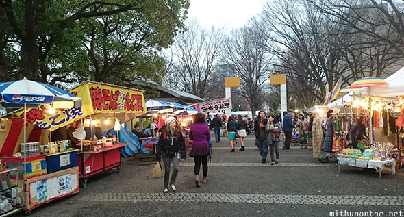 Food stalls Yoyogi park Sunday