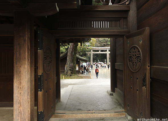 Wooden doors Meiji shrine Japan