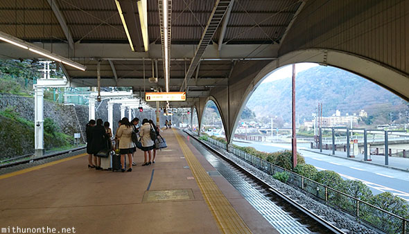 Odawara station platform Hakone Japan