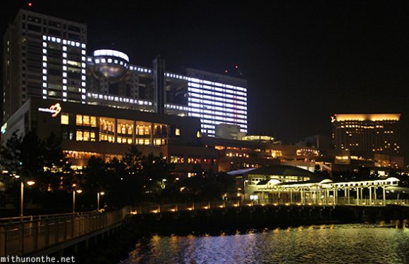 Fuji TV building at night Japan