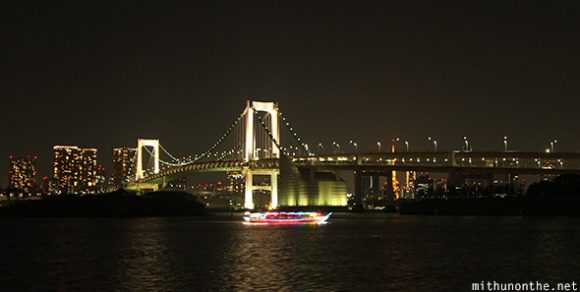 Rainbow bridge at night Odaiba Japan