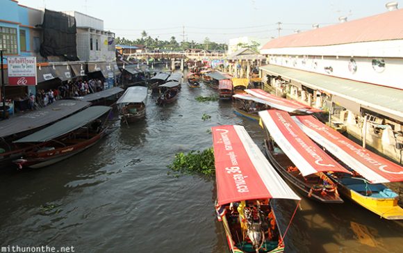 Amphawa floating market boats Thailand