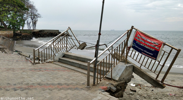 Broken beach shore Fort Kochi Kerala