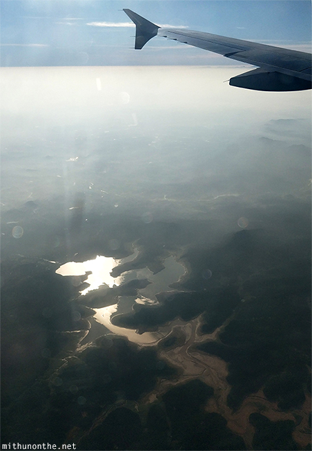 River sunlight Western ghats aerial