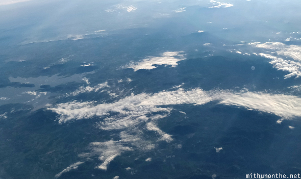 Aerial view cloud mountain