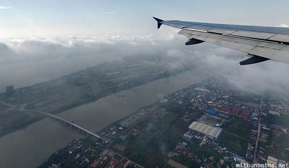Flying over Phnom Penh Cambodia