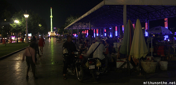 Phnom penh river promenade night