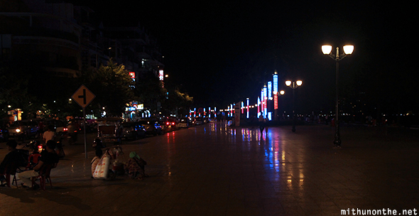 Sisowath quay at night Phnom Penh