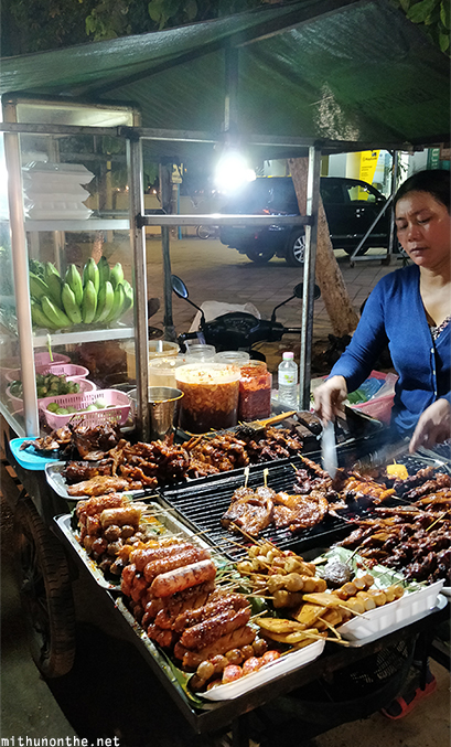 Meat vendor street food Siem Reap