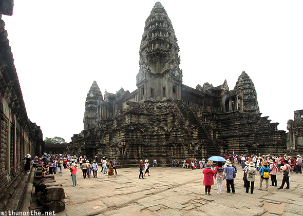 Central temple Angkor Wat tourists
