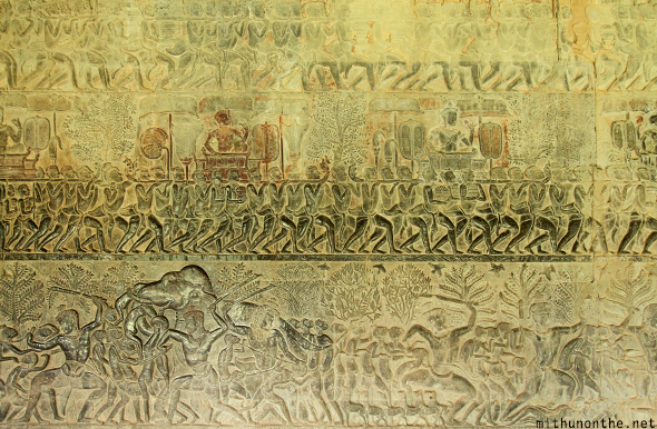 Heaven and hell carving Angkor wat