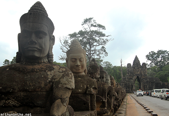Balustrade head statues Cambodia