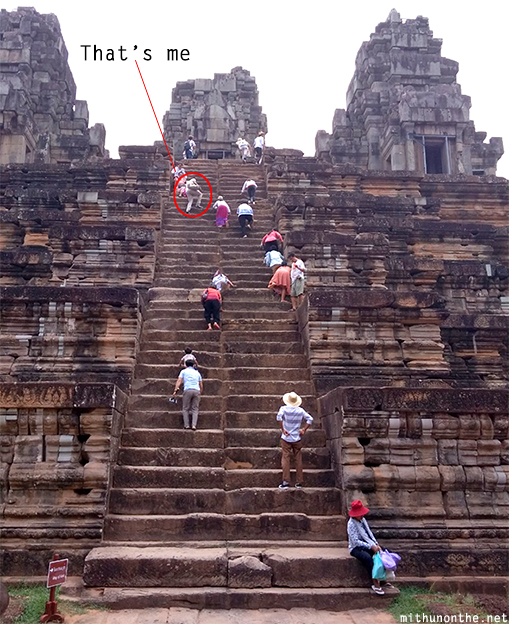 Mithun climbing Ta Keo steps