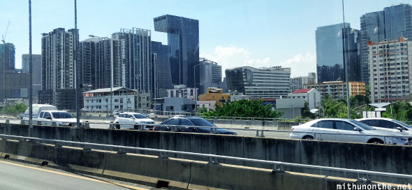 Bangkok skyline from highway