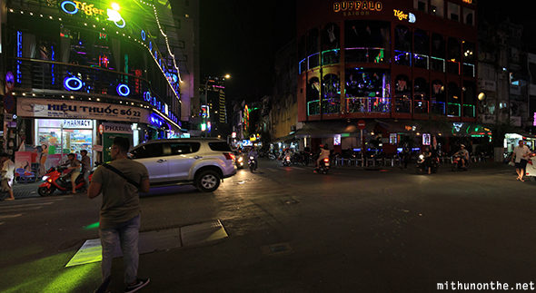 Bu Vien junction Ho Chi minh at night