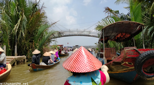 Canal row boat Tien river Vietnam