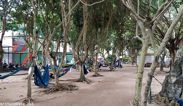 Tree sleep hammocks Ben Tre Vietnam