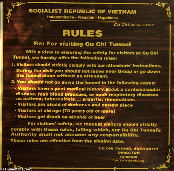 Cu Chi tunnels rules Vietnam