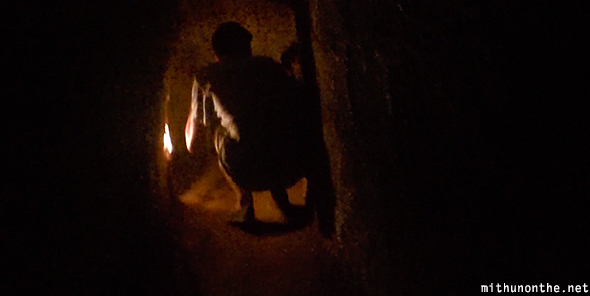 Crawling underground Cu Chi tunnels Vietnam