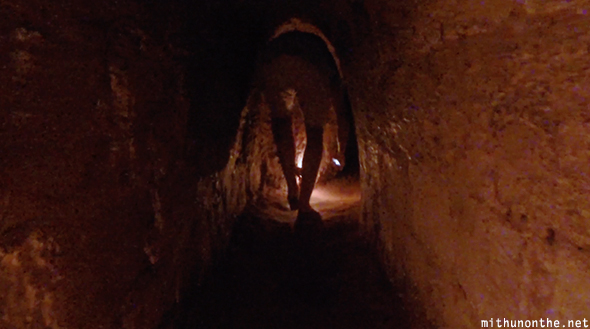 Walking underground Cu Chi tunnels Vietnam