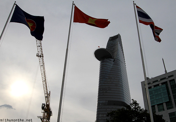 ASEAN flags Bitexco tower Vietnam