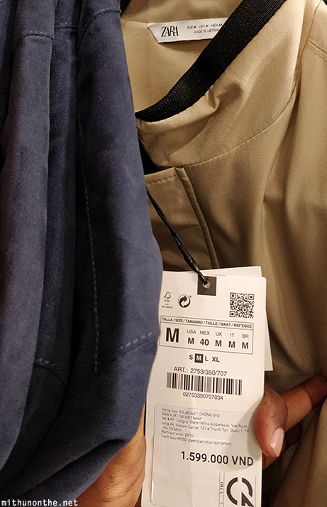 Zara jacket price Vietnam